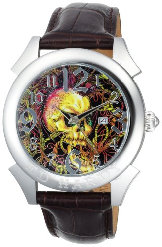 Ed Hardy Mens RE-SK Revolution Skull Stainless Steel 316L Watch Ed Hardy Mens RE-SK Revolution Skull Stainless Steel 316L Watch