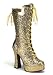 5 Inch Block Heel Platform Lace Up Calf Boot Women'S Size Shoe With Glitter