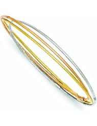 Genuine 14K Tri-Color Diamond Cut 3 Intertwined Bangles 5 Grams Of Gold 100% Satisfaction Guaranteed.
