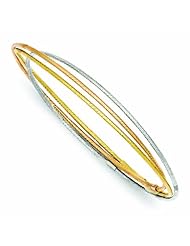 14K Gold Tri-color Diamond Cut 3 Intertwined Bangles