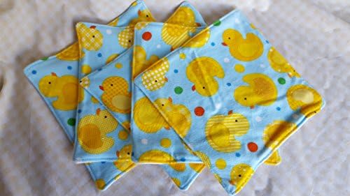 5 Yellow Duck Bath Time Wash Cloths Reusable Cloth Baby Wipes 2 Layers