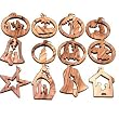 12 Olive Wood Christmas Ornaments