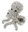 Adorable Designer Inspired Ice Austrian Crystal Octopus Ring - Ajustable Size & Includes Ring Box