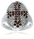 Sterling Silver Whiskey-Colored Diamond Red Cross Ring