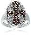 Sterling Silver Whiskey-Colored Diamond Red Cross Ring