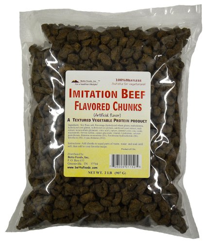 Betta Foods Beef Flavored Chunks (Flavored TVP), 32-Ounce Bag