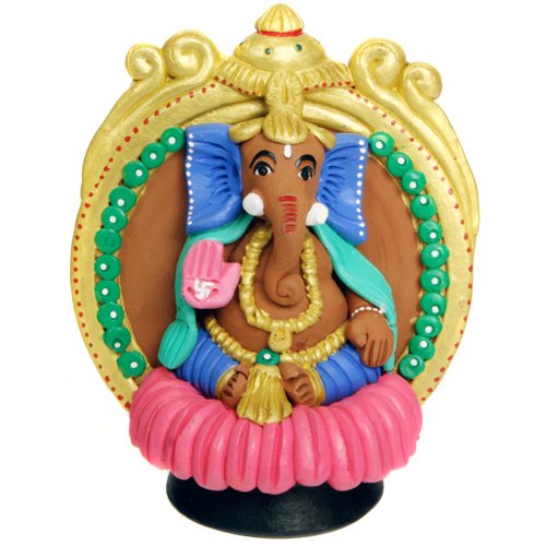 Terra-Cotta Ganesh Statue On Lotus