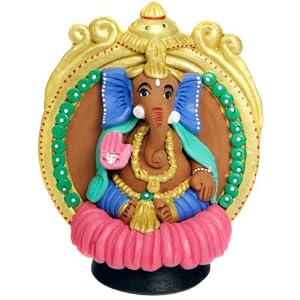 Terra-cotta Ganesh Statue on Lotus