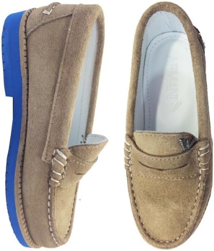 Armani Junior: Boys Blue and Tan Loafers (28)