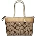 AUTHENTIC COACH SIGNATURE STRIPE MEDIUM TOTE 11691 (Khaki/Camel/Gold)