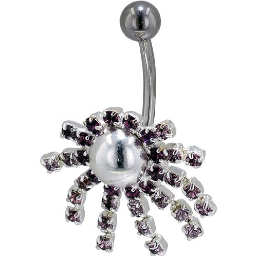 Belly Navel Ring Purple Fireworks Crystal February Belly Navel Ring Body Jewelry