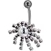 Pugster Belly Navel Ring Purple Fireworks Crystal February Belly Navel Ring Body Jewelry