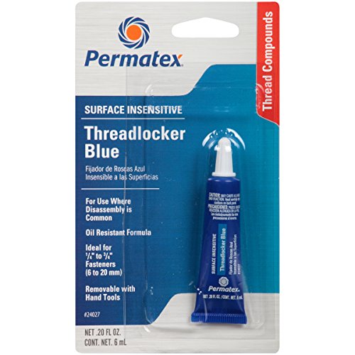 Permatex24027 Surface Insensitive Threadlocker Blue, Thread Lock & Screw Glue for Bolts Nuts & Fasteners to Prevent Loosening & Corrosion, Removable with Hand Tools 6 ml