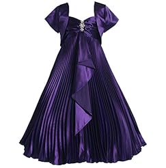 Girls Polyester/Satin Pleated Full Length Flower-Girl Dress 
