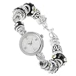 GP Designs Women's Rhinestone-accented Beaded Toggle Watch