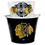 Chicago Blackhawks Pint Glasses and Beer Bucket Set | Chicago Blackhawks Gift Set