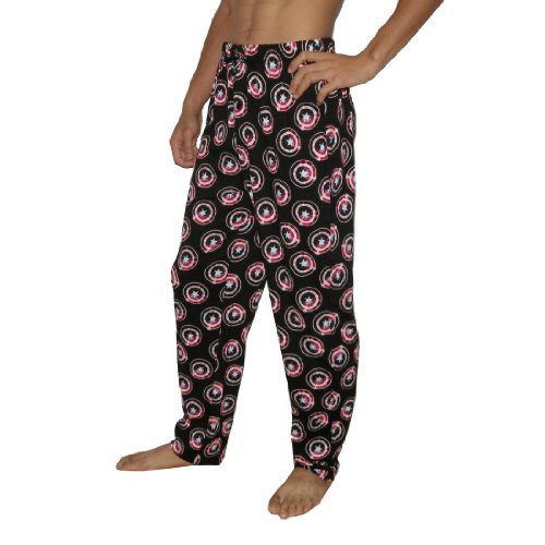  Mens Marvel Captain America Cotton Sleepwear / Pajama Pants - Black