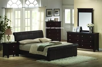 4pcs Queen Size Bedroom Set - Espresso Finish,Poundex,BedSet-F9152Q