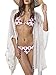KingsCat Drawstring Lace Border Beach Swimsuit Cardigan Tops/Bikini Cover up White