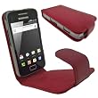 igadgitz �tui housse en cuir pour Samsung Galaxy Ace S5830 de couleur Rouge. En cuir v�ritable + protecteur d'�cran