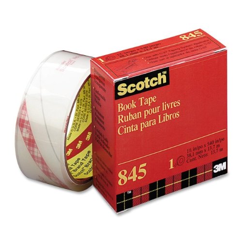 Book Tape, 3 Core Size, 3 x 15 Yards, Clear, Sold as 1 roll