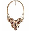 Heyjewels Fashion Statement Bib Necklace Amber Brown Fancy Chunky Cluster Statement Necklace Birthday Party Jewelry