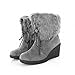 Show Shine Women's High Quality Nubuck and Faux Cony Hair Fold Over Wedge Platform Snow Boots