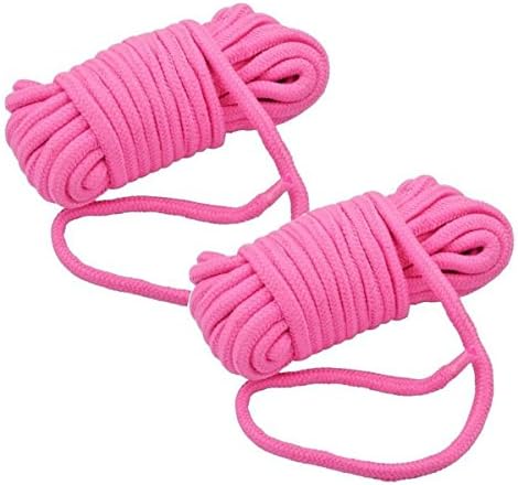 2pc Soft Cotton Rope 10m 32-Foot Soft Silk Rope Shibari SM Rope Climbing Camping Couple Sex Play Game(Pink+Pink)