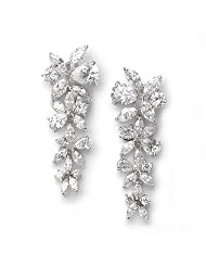 Bridal Earrings, Cubic Zirconia Floral Dangle Earrings, Wedding Earrings 1128 by USABride