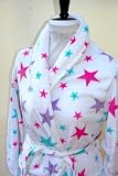 LUXURY White Cosy Fleece 'Star/Spot' Ladies DRESSING GOWN * Robe (2 sizes/designs)