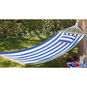 Outdoor Cotton Striped Frame Swing Hammock w  Pillow from Swings & Rockers Gliders