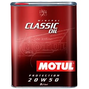 Motul 832221 Classic Oil 20W-50 Multigrade Gasoline and Diesel Engine Oil for Vintage Car and Motorcycle - 2 Liter