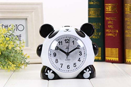 Prodigal mute children cartoon alarm clock. With small night light, give children a sense of security. Always silent, do not affect children sleep quality. Quartz alarm clock, walking accurate. Environmental plastic material, for children's health. With music children prefer. (panda)