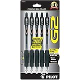 Pilot G2 Retractable Premium Gel Ink Roller Ball Pens, Extra Fine Point, 5-Pack, Black Ink (31173)