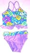 64dler 2-piece Swimwear Ruffle Crop Bikini Teal Floral/Lavender