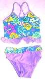 64dler 2-piece Swimwear Ruffle Crop Bikini Teal Floral/Lavender