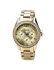 Fossil Womens ES3203 Riley Multifunction Gold-Tone Stainless Steel Watch