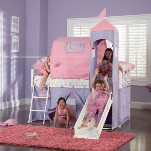Powell Princess Castle Twin Tent Bunk Bed with Slide Powell Princess Castle Twin Tent Bunk Bed with Slide