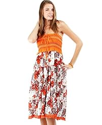 Junior Strapless Floral Print Paisley Cotton  Dress