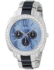 XOXO Womens XO5296 Silver-Tone Clear Rhinestones Bezel Bracelet Analog Watch