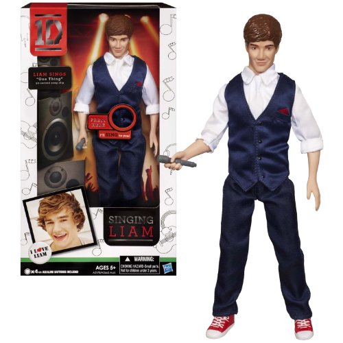 Hasbro Year 2011 One Direction 1D Singing Series 12 Inch Doll - SINGING LIAM with White Shirt, Black Vest, Black Pants and Microphones Plus 30 Second "One Thing" Song Clip