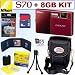 Nikon Coolpix S70 12.1MP Digital Camera (Red) + 8GB Accessory Kit