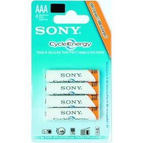 Sony Cycle Energy AAA Ni-MH Rechargeable Batteries (4-Pack) by Sony Batteries