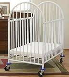 Deluxe Arched Compact Metal Crib (White) (45.5"H x 25.5"W x 40"D)