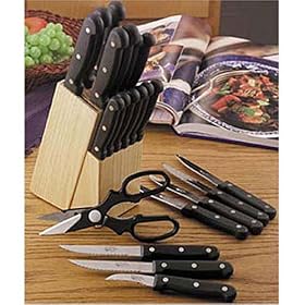 22pc CUTLERY KNIFE SET with Wood Block by Diamond