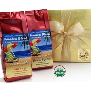 Aloha Island Certified Organic Coffee Gift in Gold Gift Box, 1 Lb Ground by Aloha Island Coffee