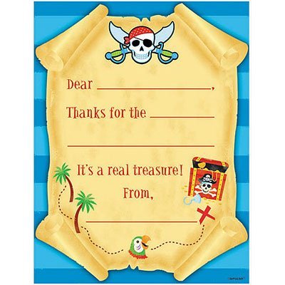 Pirate Fill In Thank Notes 8ct