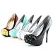 Qupid Women's Spiked Cap Round Toe Platform Pumps Glitter