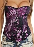 Corset Buy Dark Spring Purple Flower Polyester Overbust Corset