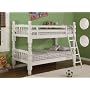 White Finish Solid Pine Wood Twin Size Bunk Bed (Bunkbed)